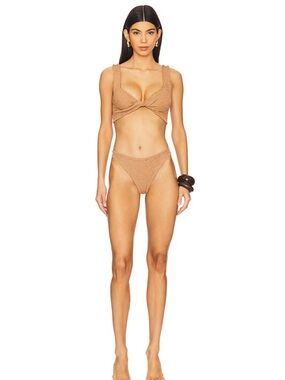 Hunza G NWT. Juno High-Waist Bikini Set - Tan